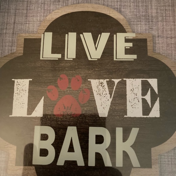 “Live Love Bark” Hanging Wall Sign 7 by 7 by 1 inches - Picture 2 of 3